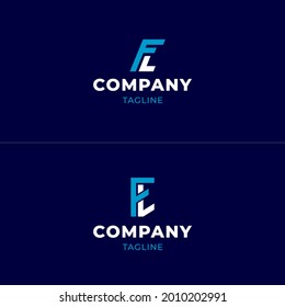 Letter FL Blue and White on Dark Blue Background