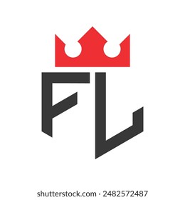Letter FL Crown Logo. Crown on Letter FL Logo Design Template