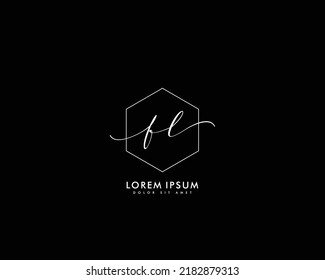 Letter FL Initial Handschrift Logo mit Unterschrift und handgezeichnet Stil.