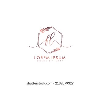 Letter FL Initial handwriting logo with signature and hand drawn style.