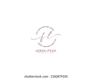 Letter FL Initial handwriting logo with signature and hand drawn style.