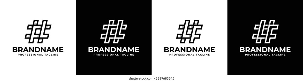 Conjunto de logotipos de etiquetas FL y LF para letras, adecuado para cualquier negocio con iniciales LF o FL.