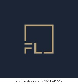 letter FL Logo design with square frame line. business consulting concept. studio, room, group icon. - vector