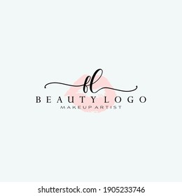 Letter FL Watercolor Lips Premade Logo Design, Logo for Makeup Artist Business Branding, Blush Beauty Boutique Logo Design, Calligraphy Logo