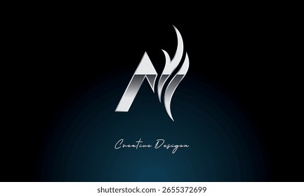 A Letter Flame Logo Bold Metallic Monogram with Fire Symbol for Premium Chrome Branding and Visual Identity