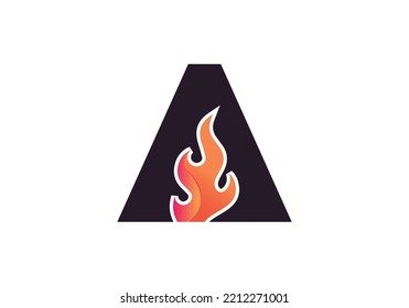 Diseño del logotipo de flama de carta. Ilustración del vector de concepto de logotipo de incendio.