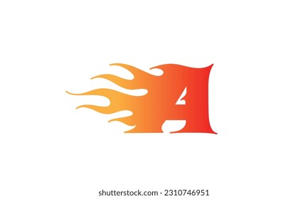 A Letter Flame Logo Design. Fire Logo Lettering Concept Vector