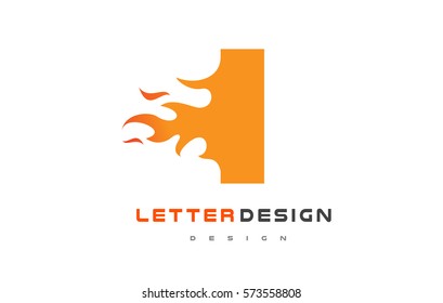 I Letter Flame Logo Design. Fire Logo Lettering Concept Vector.