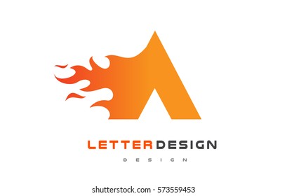 A Letter Flame Logo Design. Fire Logo Lettering Concept Vector.