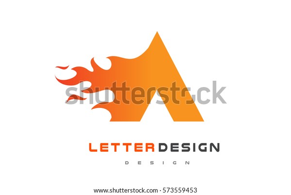 A Letter Flame Logo Design Fire Logo Lettering Concept Vector 