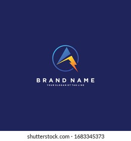 Letter A Flash Electrical Logo design vector template