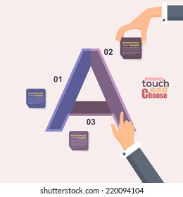 Letter A Flat Infographics Template and Web Elements - Business, Marketing Touch and Choose Concept Vector Design 