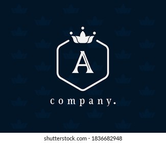 Letter A floral and crown symbol. Graceful Template. Elegant, royal style, calligraphic vector logo. Beautiful vintage emblem for book design, brand name, business card, Restaurant, Boutique, Hotel.