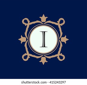 Letter  I Floral monogram.