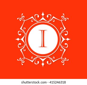 Letter  I  Floral monogram.