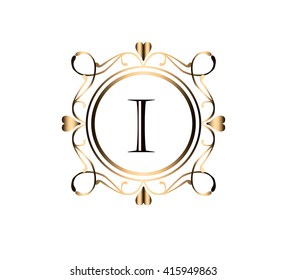 Letter  I Floral monogram.