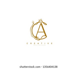 Letter A Floral Monogram Rounded Ornate Elegant Logo Design