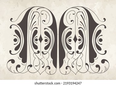 Letter with florals and botanical elements. Initials letters. Floral letter design. Hand drawn initial letters for composition for card, invitation.