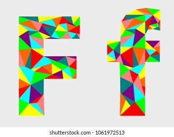 Letter F,low poly alphabet,geometric style.Abstract vector.