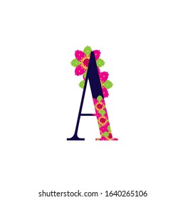 A letter. Flower capital alphabet. Vector illustration. Floral alphabet.
