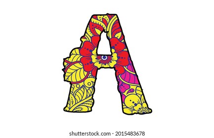 A letter. Flower capital alphabet. Vector illustration. Floral alphabet