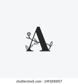 letter A flower decoration elegant logo icon vector template