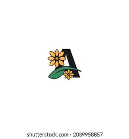 Letter A With Flower icon logo design vector template