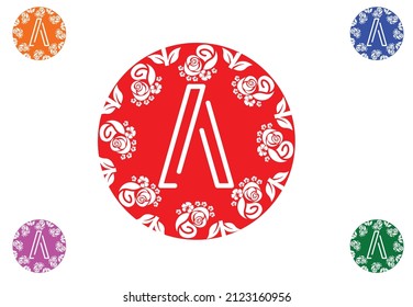 Letter a with flower logo and icon graphic design template
