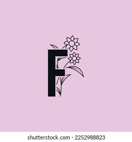 plantilla vectorial de icono de letra y logotipo de flor.