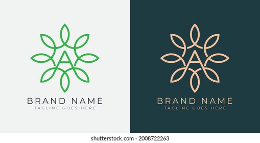 Una carta con el logo de Flor. Plantilla de logotipo del vector