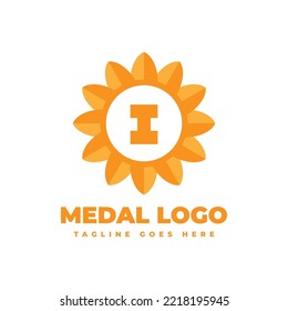 letter I flower medal vector logo design element