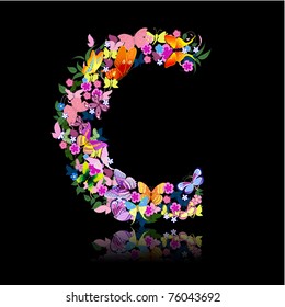 letter of flowers and a butterfly