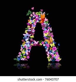 letter of flowers and a butterfly