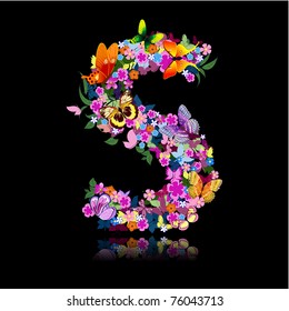 letter of flowers and a butterfly