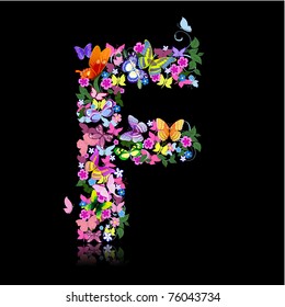 letter of flowers and a butterfly