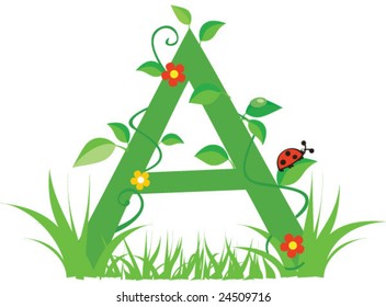 Letter A with flowers for design