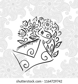 Letter and flowers. Vector illustration