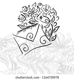 Letter and flowers. Vector illustration