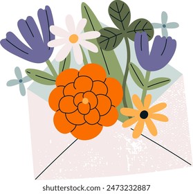 Letter With Flowers Vector Illustration