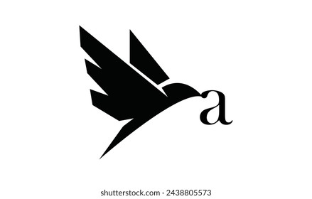 Letter A Flying Bird Logo Template Vector Sign.