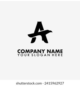Letra A diseño vectorial de logotipo de aves voladoras.