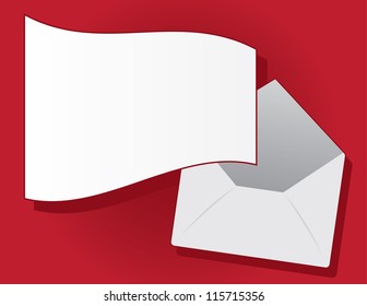 Letter flying out of floating envelope