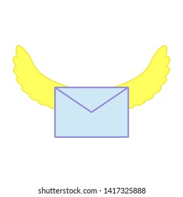 Letter flying with wings. Icon, vector illustration, eps10