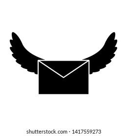 Letter flying with wings. Icon, vector illustration, eps10