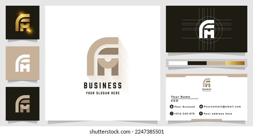 Letter FM or FA monogram logo with business card design