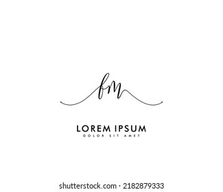 Letter FM Initial handwriting logo with signature and hand drawn style.
