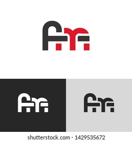 Letter fm linked lowercase logo design template elements. Red letter Isolated on black white grey background. Suitable for business, consulting group company.