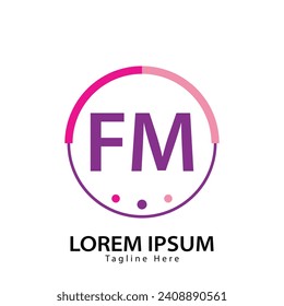 logotipo FM de la letra. Diseño de logotipo FM ilustración vectorial para empresa creativa, empresa, industria