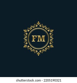 Letter FM logo with Luxury Gold template. Elegance logo vector template.