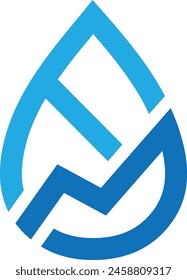 Letter FM logo with Water drop
